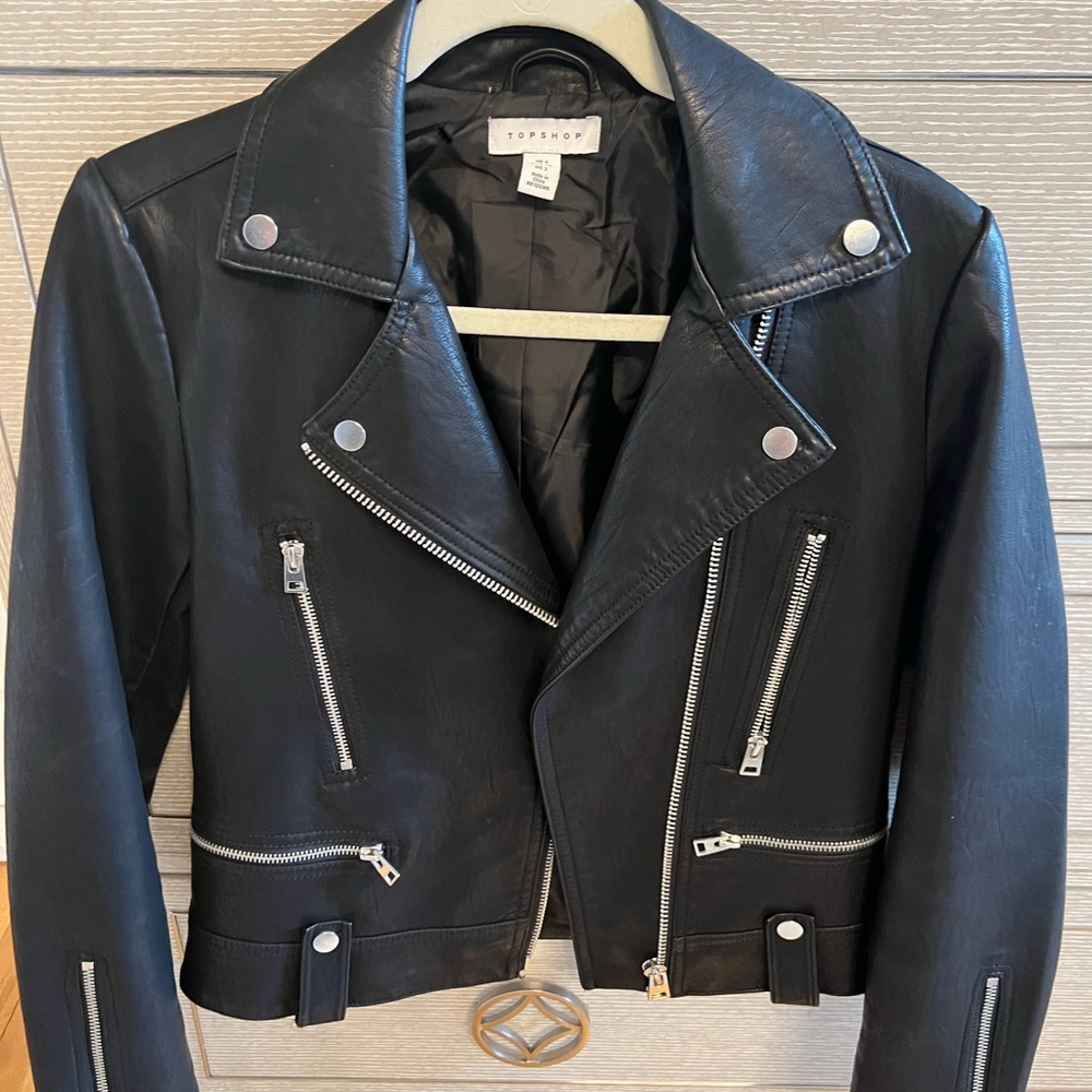 TopShop Faux Leather Black Moto Jacket